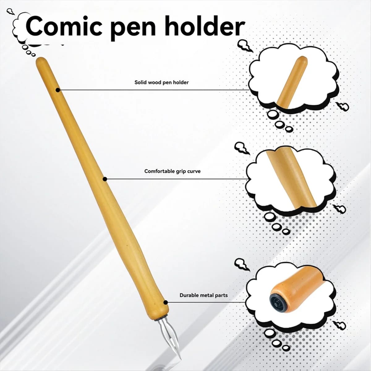 SEMOIC 14 Pcs Dip Pen Nibs Holders,Wooden Drawing Pen Holder with Stainless Steel Nib for Writing Painting Signing Present