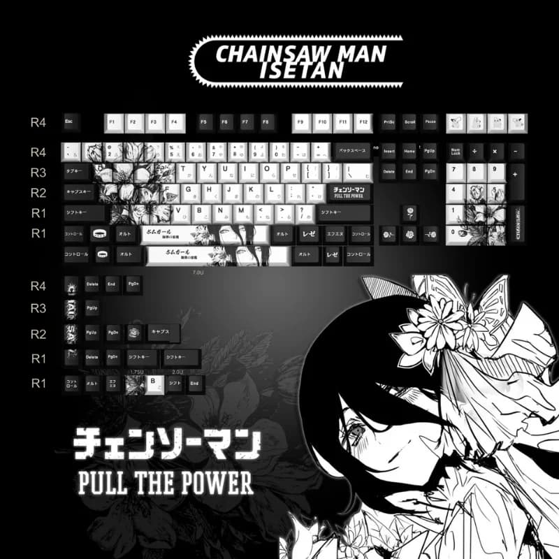 Copritasti Reze Chainsaw Man Theme Anime PBT Dye-sub 123 keys Keyboard Covers Cherry Profile Keyboard Covers for mechanical keyboard