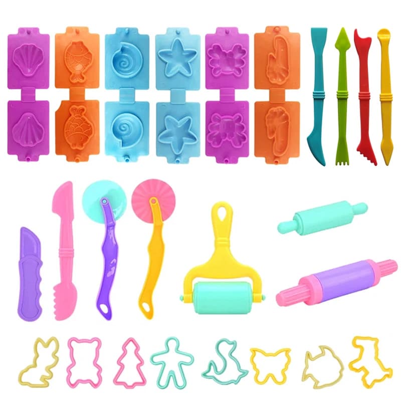 4-25 pezzi Kit di strumenti per pasta da gioco per bambini Vari stampi per animali Frese a forma di conchiglia dell'oceano Mattarelli Stampi per plastilina Accessori per argilla