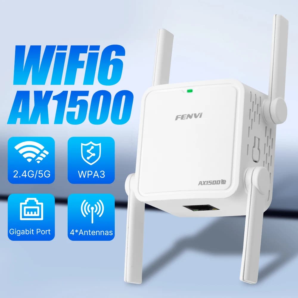Fenvi 1500Mbps 5Ghz Ripetitore WiFi Wireless 802.11AX Amplificatore Wi-Fi Extender Router Dual Band 2.4G/5G Rete Wlan A Lungo Raggio