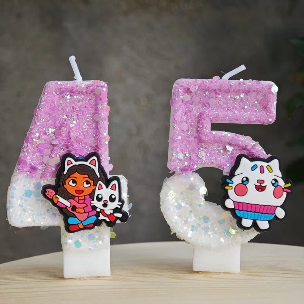 Simpatica candela per casa delle bambole Gabbys numero 0-9 Anime Festa di compleanno per bambini Candele per torta di compleanno Regali per feste per baby shower