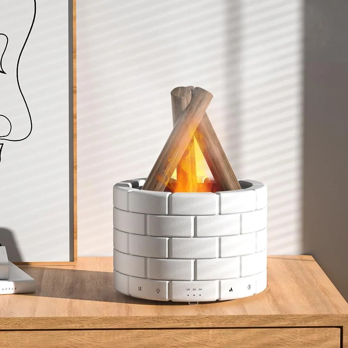 2026 New Upgrade 250ml Ultrasonic Fireplace Firewood Flame Fire Bonfire Aroma Diffuser Humidifier, Fake Fireplace Wood Campfire