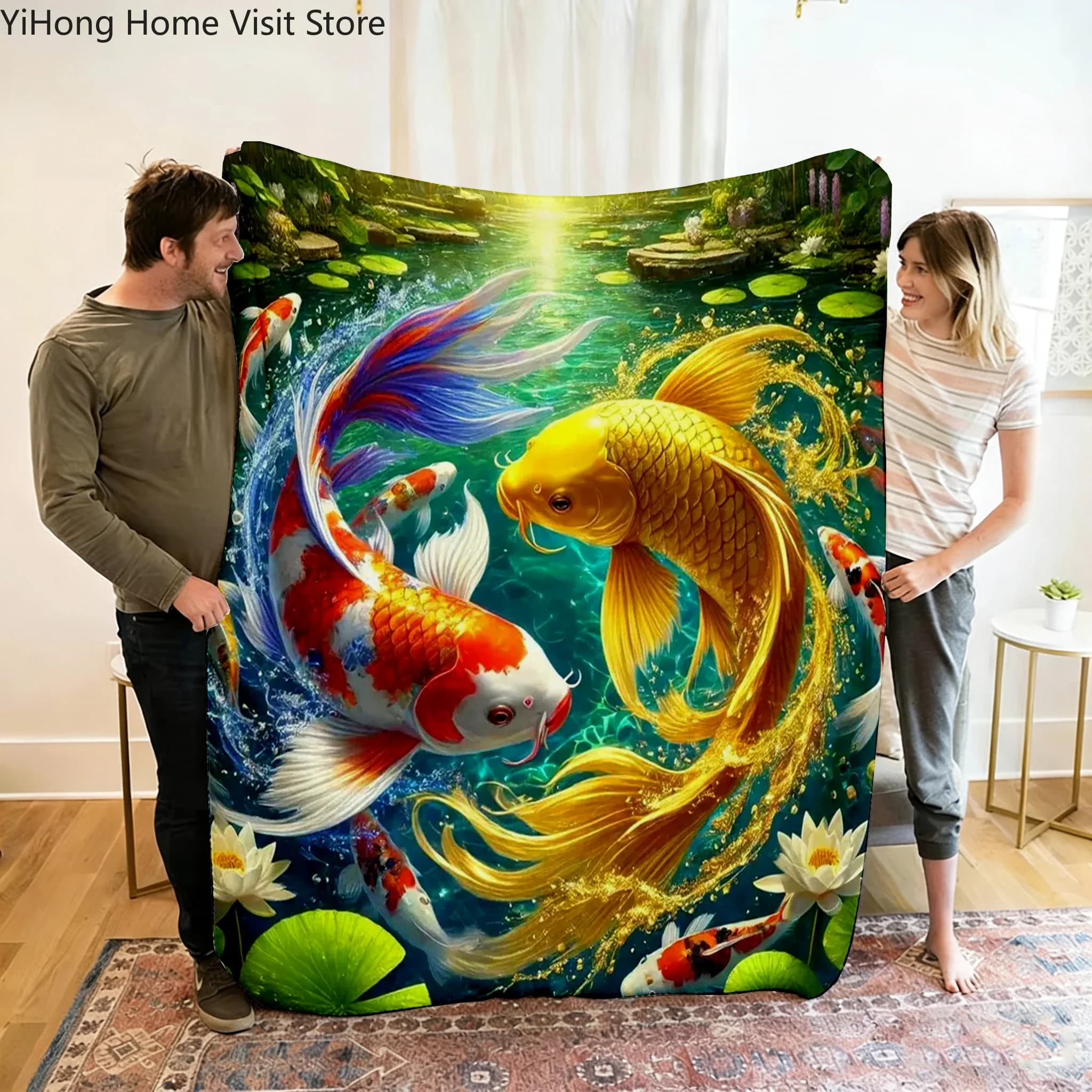 Animal Fish Picture Flannel Blanket For Kids Boys Girls Soft Perfect Birthdays Travel or Home Bed Sofa Decor