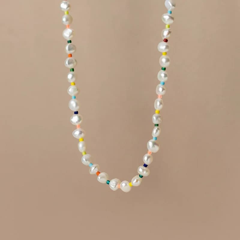 Women's Necklace Freshwater Baroque Beads Natural Irregular Fashion Colorful Beads For Gift For Girls