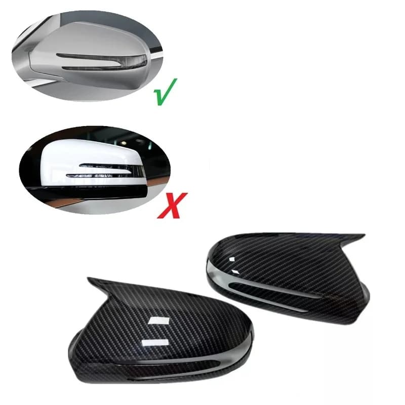 Horn Style Carbon Fiber Hydro-dipped Rearview Mirror Stick-on Cap for Mercedes Benz SL SLK Class R230 R171 2008 - 2011