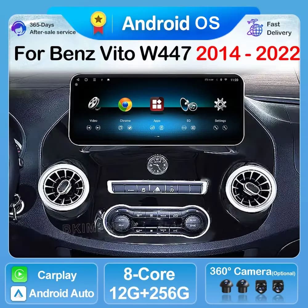 QLED 2400*900P Android 16 Per Mercedes Vito W447 2014-2022 Autoradio 12.3“ 4G BT Stereo Lettore multimediale Navigazione GPS WIFI