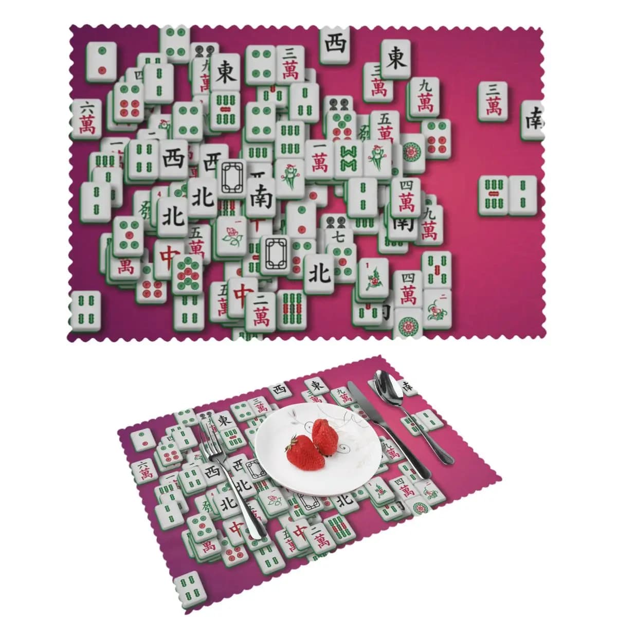 Tovaglietta con Motivo Mahjong Lavabile, Sottopiatto per Tavolo da Pranzo, Sottobicchiere Super Assorbente