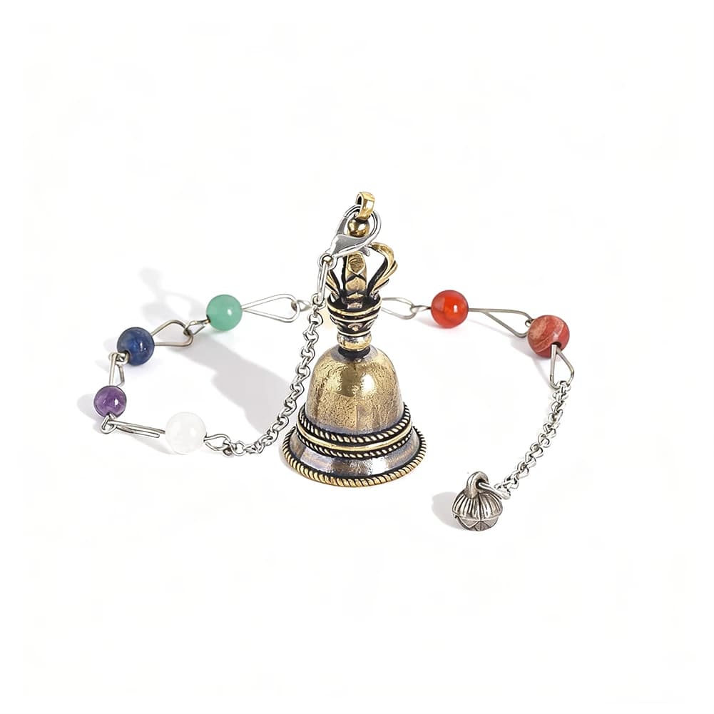 Chakra Crystal Pendulum Wind Chimes Tibetan Brass Witch Bell Pendant Hanging Decor Protection Reiki Healing Witchcraft Supplies