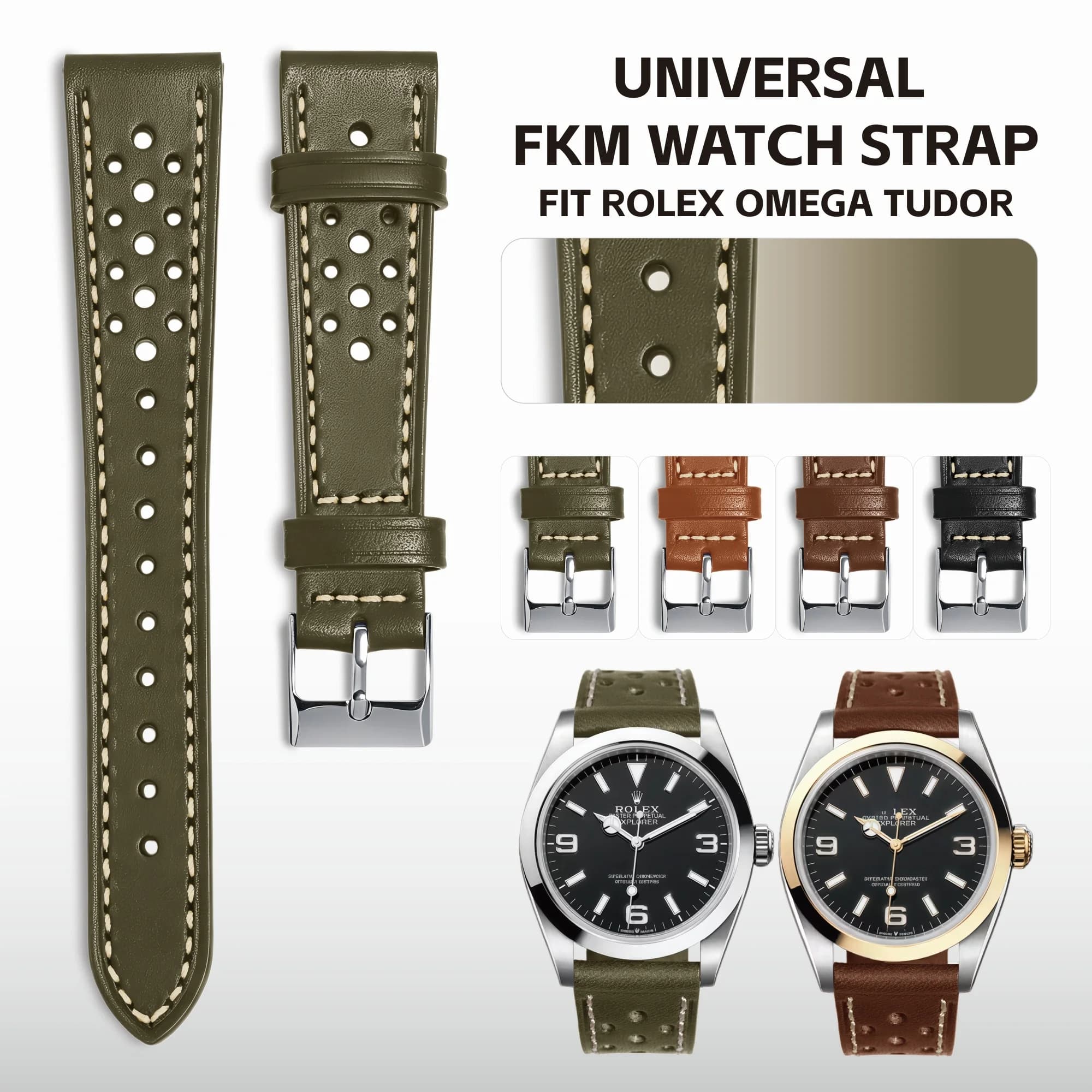 18mm 20mm 22mm Leather Watch Strap, sweat resistant and breathable, Suitable for Oris Rolex Watches