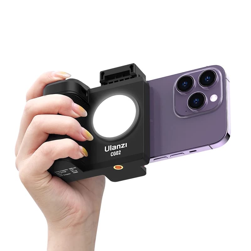Ulanzi CG02 Smartphone Selfie Grip Wireless Bluetooth Handle with Filling Light 5500k Phone as camera photo stabilizer