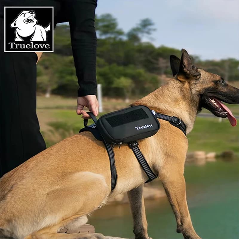 TRUELOVE TLB3011 Pet Treat Pouch Hook&Loop Mount on Harness, 600D Oxford Waterproof Large Storage for Outdoor Dog Training