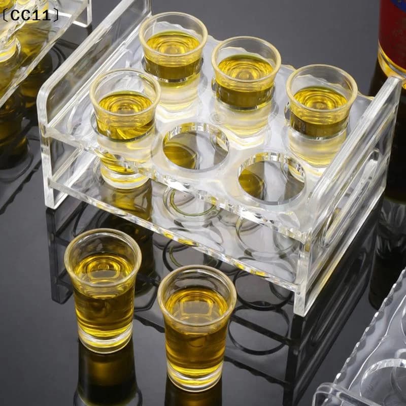 Glass Holder Display Rack Bar Wine Drinks Cup Storage Carrier Flight Tasting Serving Tray Double Row 6/8/12 Holes Cup〔CC11〕