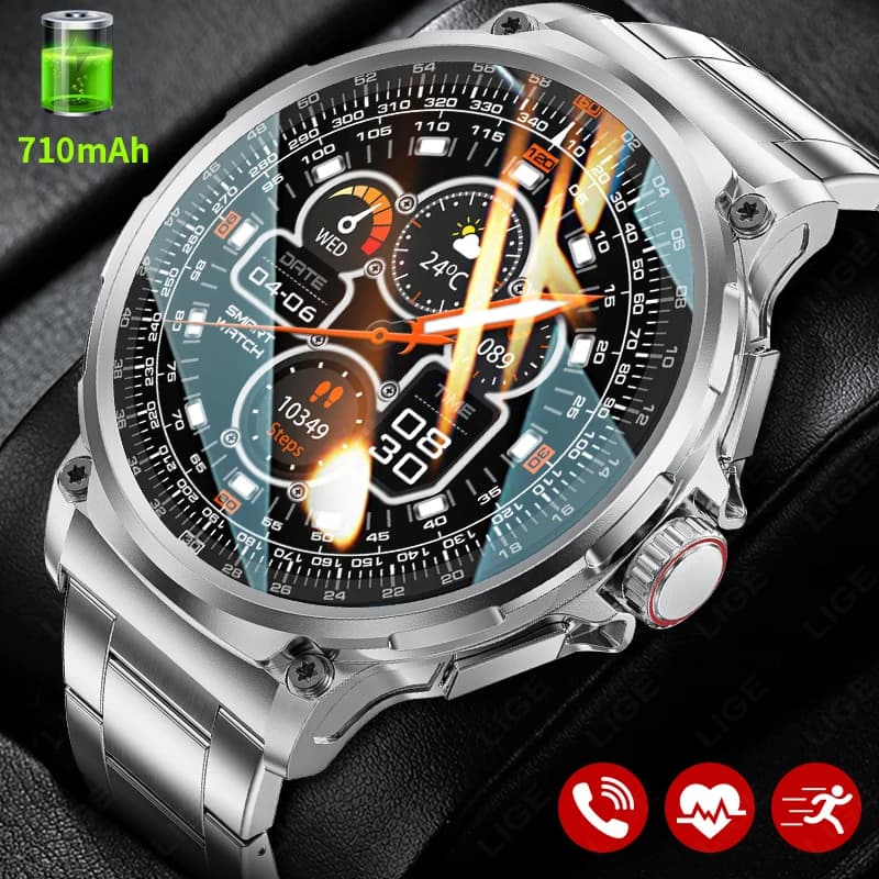 LIGE GPS Track Smart Watch da uomo con schermo AMOLED HD da 1,85 pollici, batteria da 710 mAh, chiamata sportiva Bluetooth, smartwatch per Android IOS, nuovo