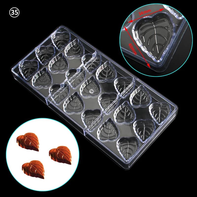Plastic 21 Cavities Big Leaves Shaped Baking Chocolate Mold Sweet Candy Ice Cream Craft Tools CC0029