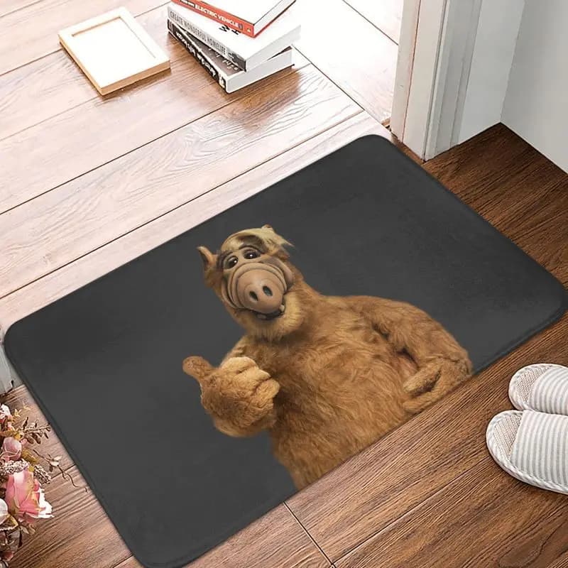 Alf pollici in su tappetino per porta d'ingresso antiscivolo assorbente per esterni forma di vita aliena Sci Fi Tv Show zerbino soggiorno tappeto d'ingresso tappeto