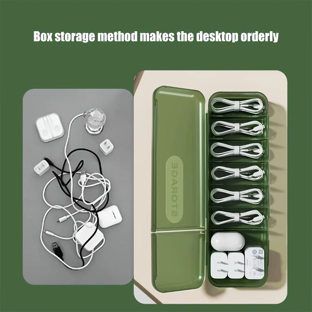 1Pc Desktop Covered Data Cable Storage Box Power Charging Cable Sorting Tool Charger Storage Box Say Goodbye To Clutter