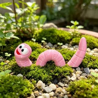 3D Printed Cartoon Worm Plant Pot Decor Set, Cute Segmented Worm Figurines Mini Succulent Garden Ornament for Plant Lovers