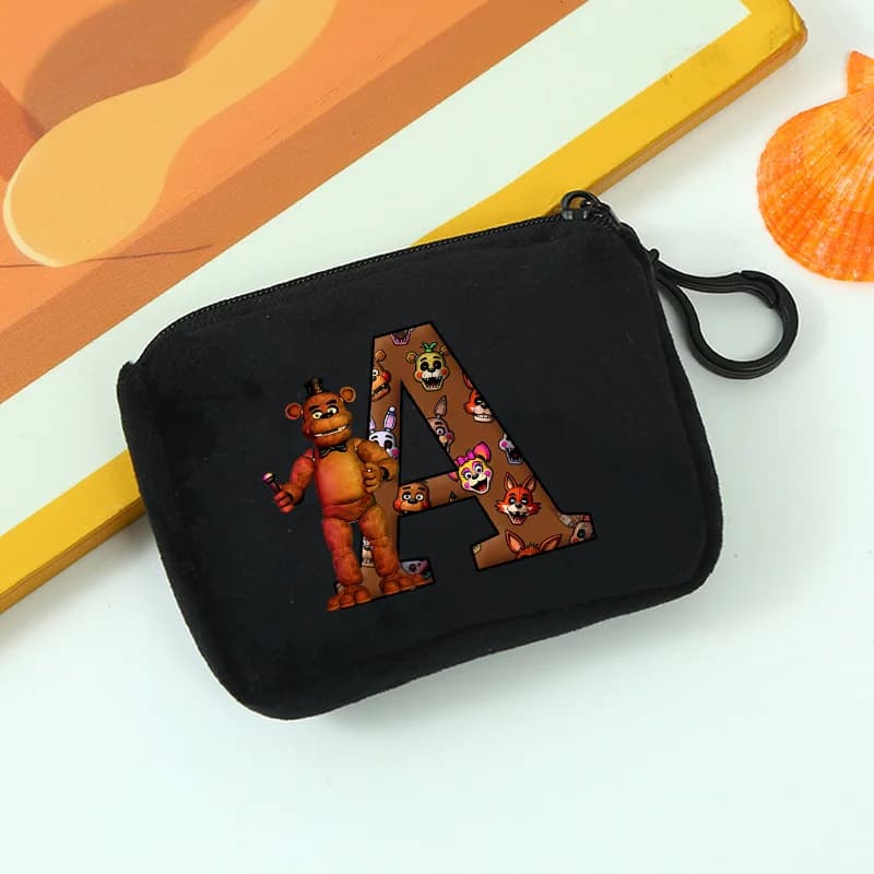 Portamonete Five Nights At Freddy's, Borsa Portaoggetti Fnafs, Mini Borsa Anime per Ragazzi e Ragazze, Borsa Quadrata Nera con Cerniera Kawaii Cartoon, Regalo