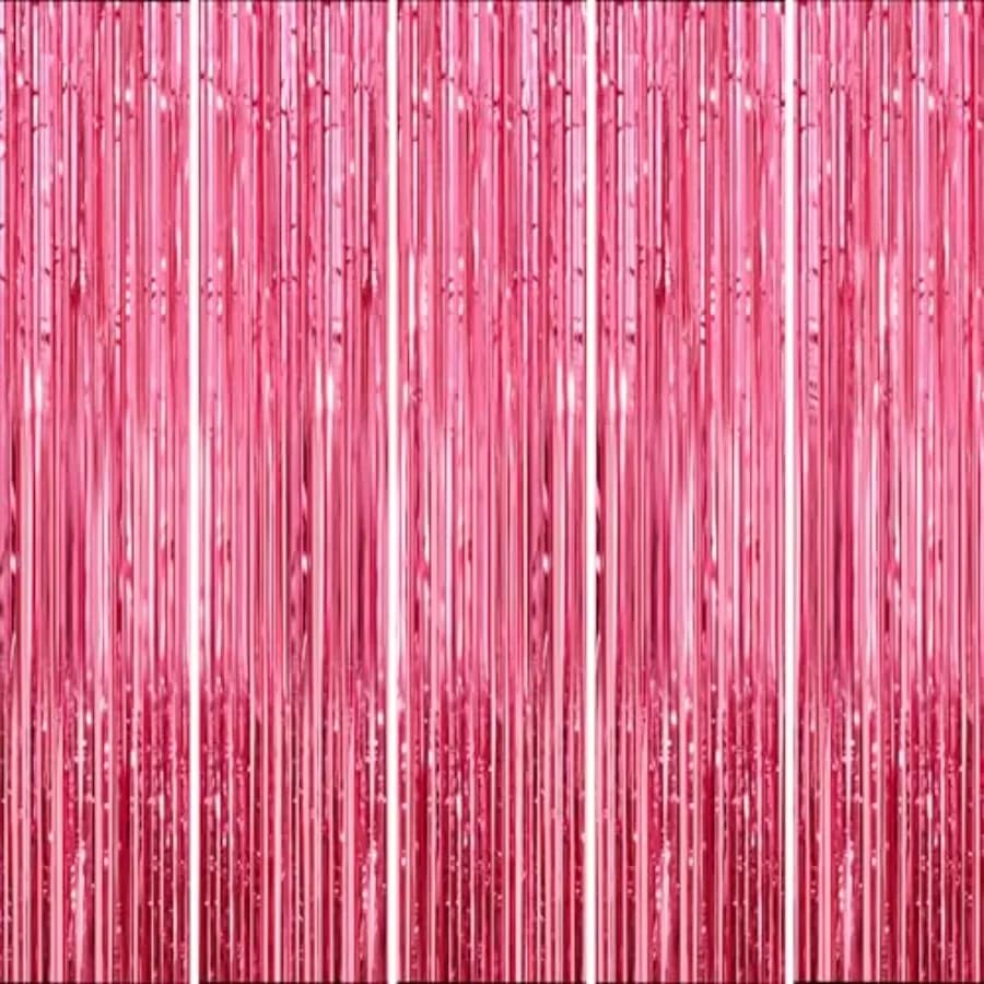Pack Pink Metallic Tinel F Fe Curtain, 3.3x8.2 Ft Backdrop for Ph Booth, Birthday,,Baby hower, Bachelorette, E, Guan, Chritma P