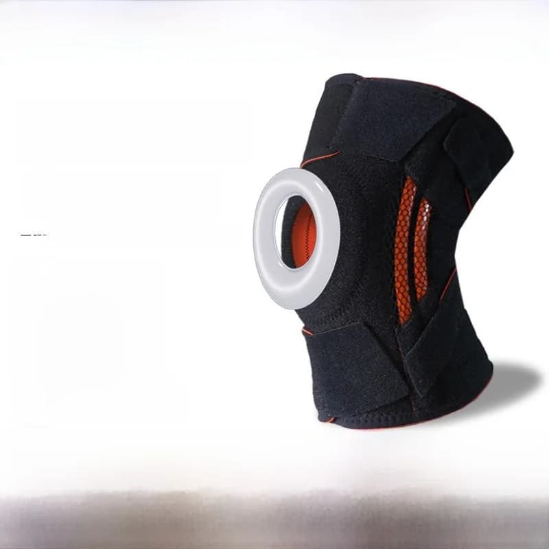 Compression sports knee pad with spring support for racing, basketball, squat, with rotary tendon band and jump rope