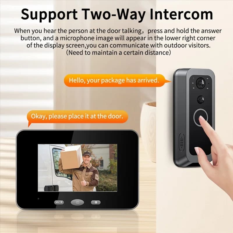 A93Z Video Door Viewer Citofono senza fili Campanello Sicurezza domestica intelligente Visione notturna IR Telecamera per porta impermeabile Nessun bisogno di rete