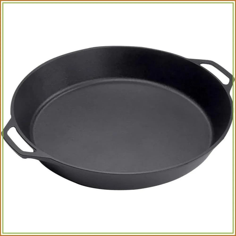 17 Inch Cast Iron Skillet with Dual Loop Handles - Pre-Seasoned Large Frying Pan for Camping & Kitchen