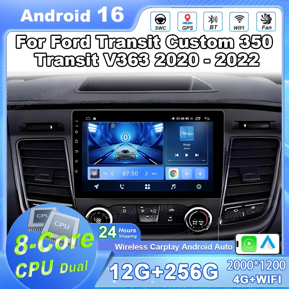 Auto Radio Android For Ford Transit Custom 350 Transit V363 2020-2022 Multimedia Video Player Navigation GPS NO 2 Din Head Unit