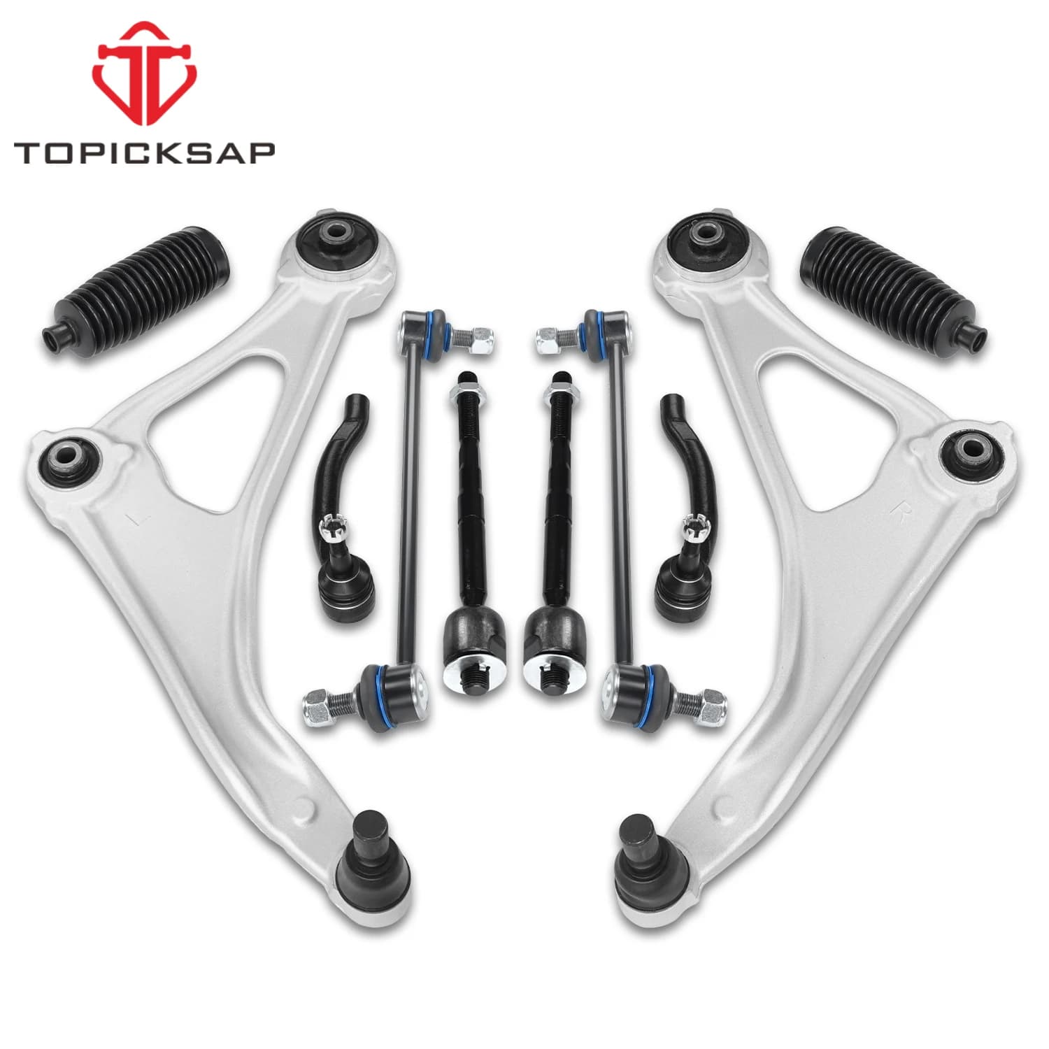 TOPICKSAP 10Pcs Front Lower Control Arm w/BJ Sway Link Tie Rod Boot LH RH for Nissan Altima 2013-2014 RK623474 RK623475