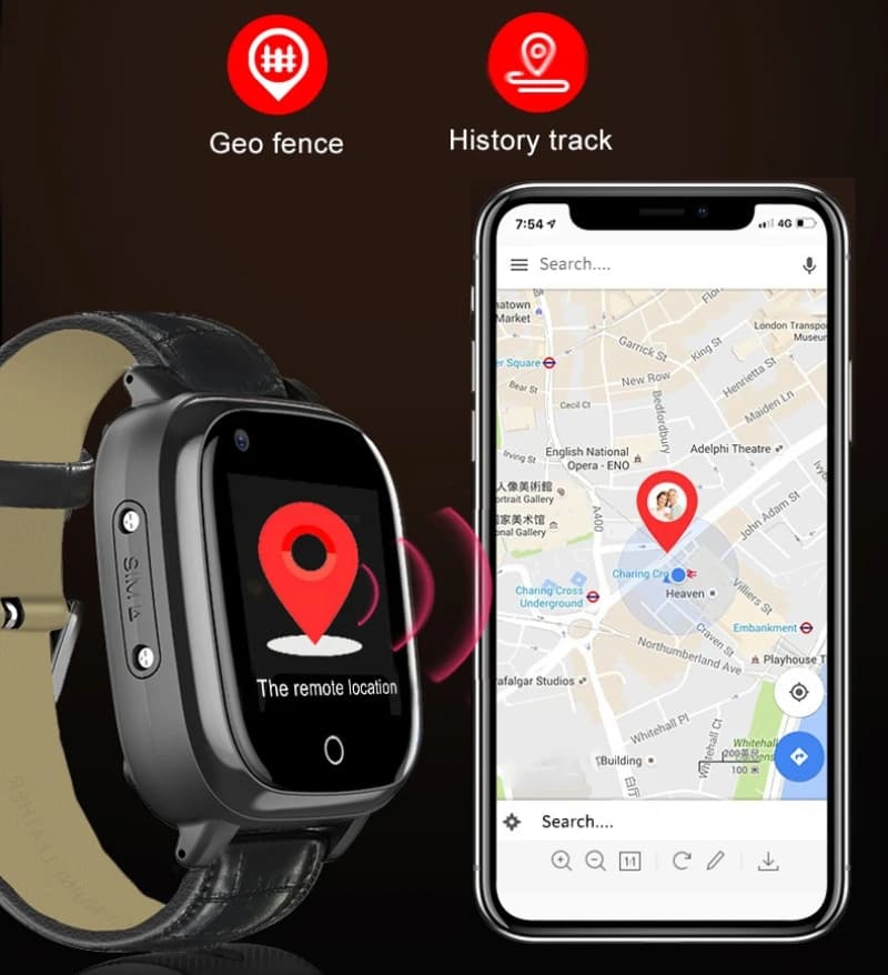 Orologio intelligente per anziani Orologio GPS per anziani Rilevazione caduta Scheda SIM 4G Chiamate SOS Monitoraggio video HD della frequenza cardiaca T5S