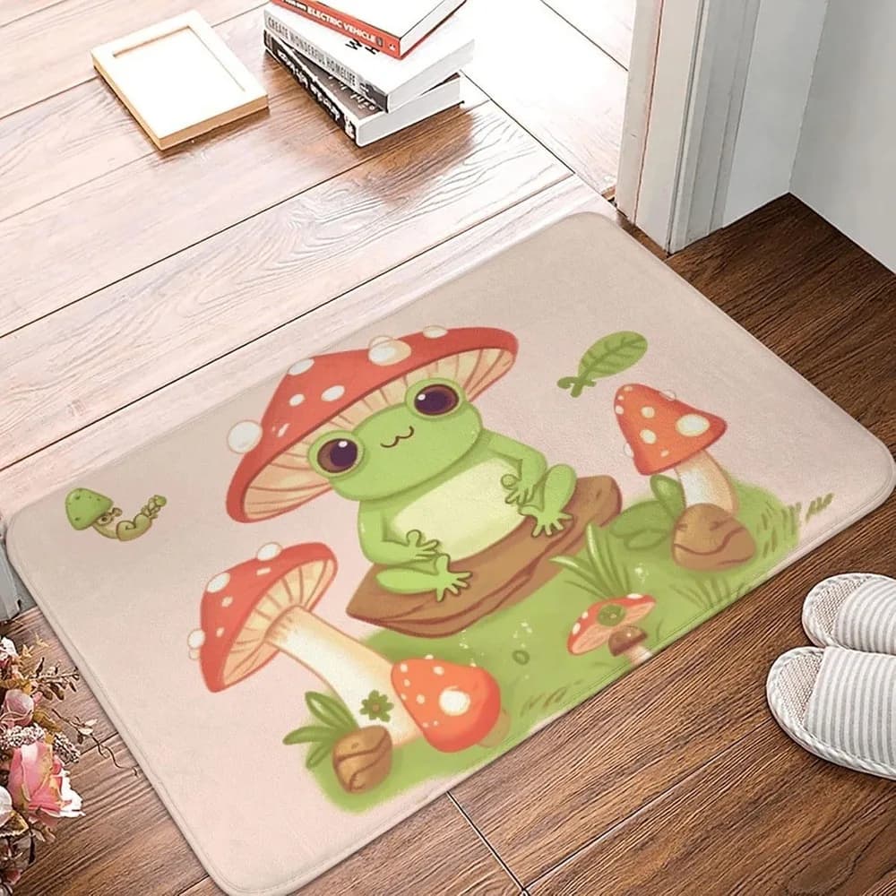 1PC Rana e Funghi Foresta Tappeto da cucina Tappetino antiscivolo Tappetino da bagno design pop Tappetino da bagno Tappeto per la casa Lavandino Lavanderia Decor