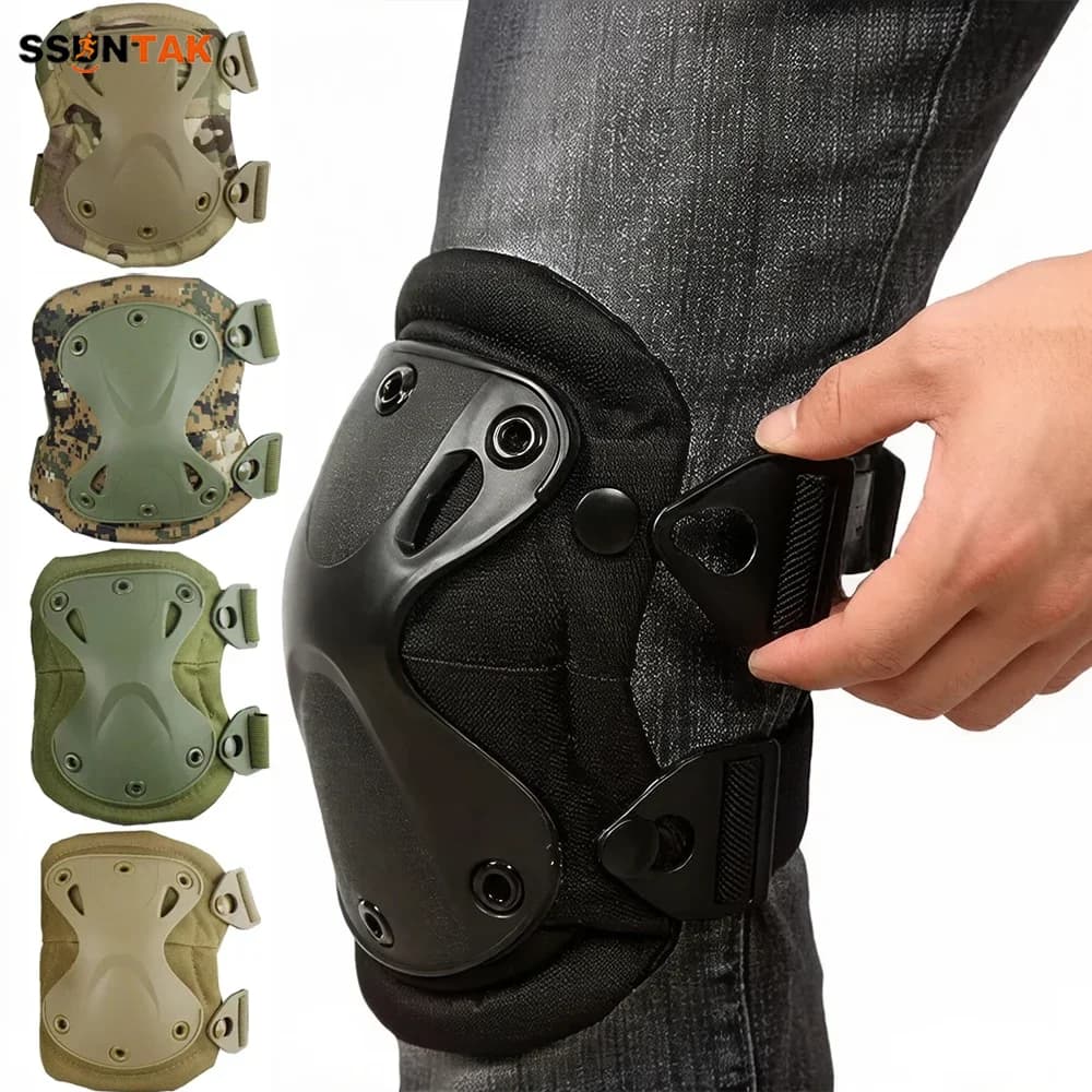 Set di Protezioni per Ginocchia e Gomiti SSUNTAK, Attrezzatura Protettiva per Sport all'Aperto, Airsoft, CS, Ciclismo, Skate, Escursionismo, per Adulti