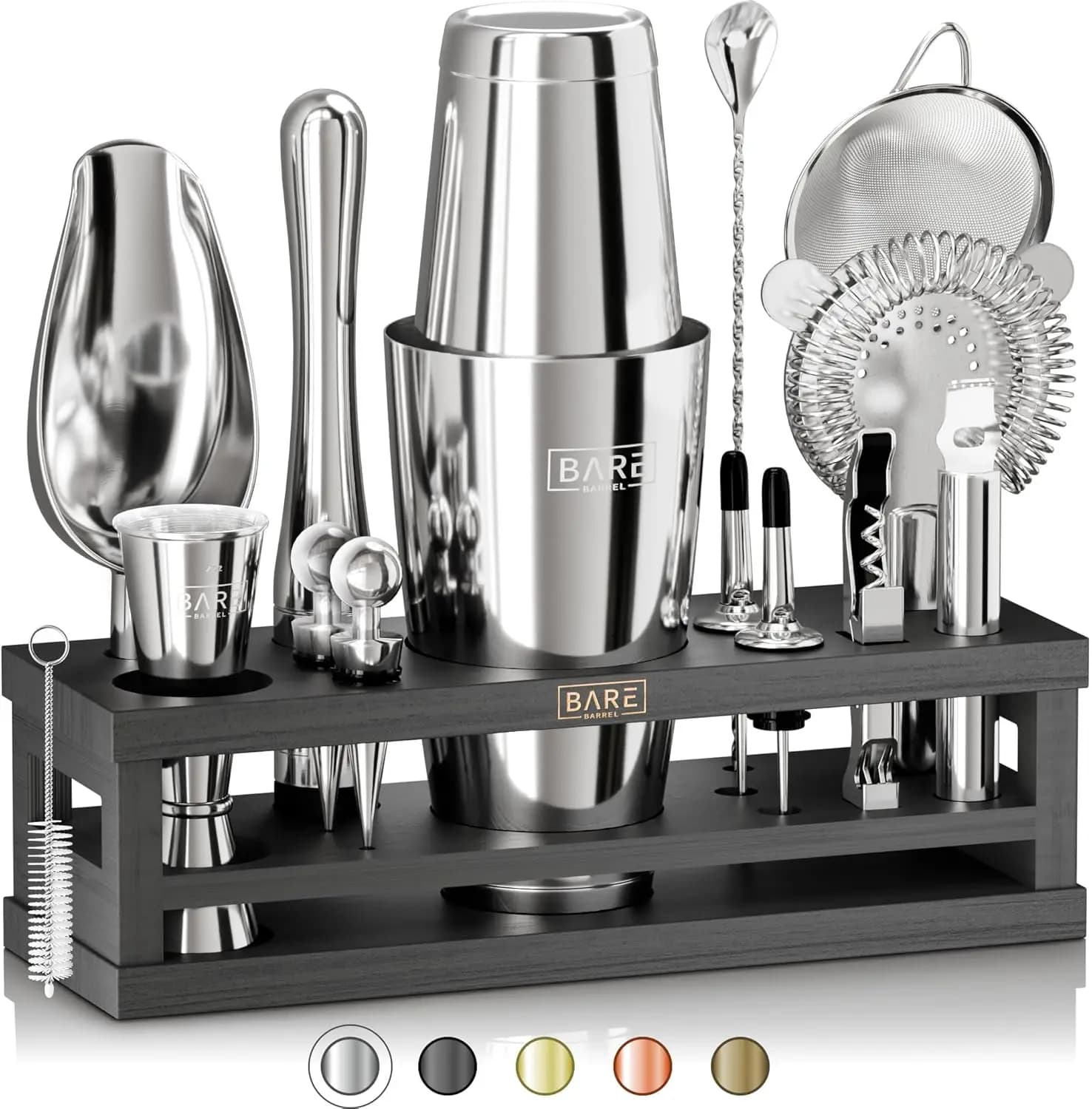 Set da Cocktail 16 Pezzi con Schede Ricette, Utensili da Bar in Acciaio Inox per Bartending Domestico e Regalo