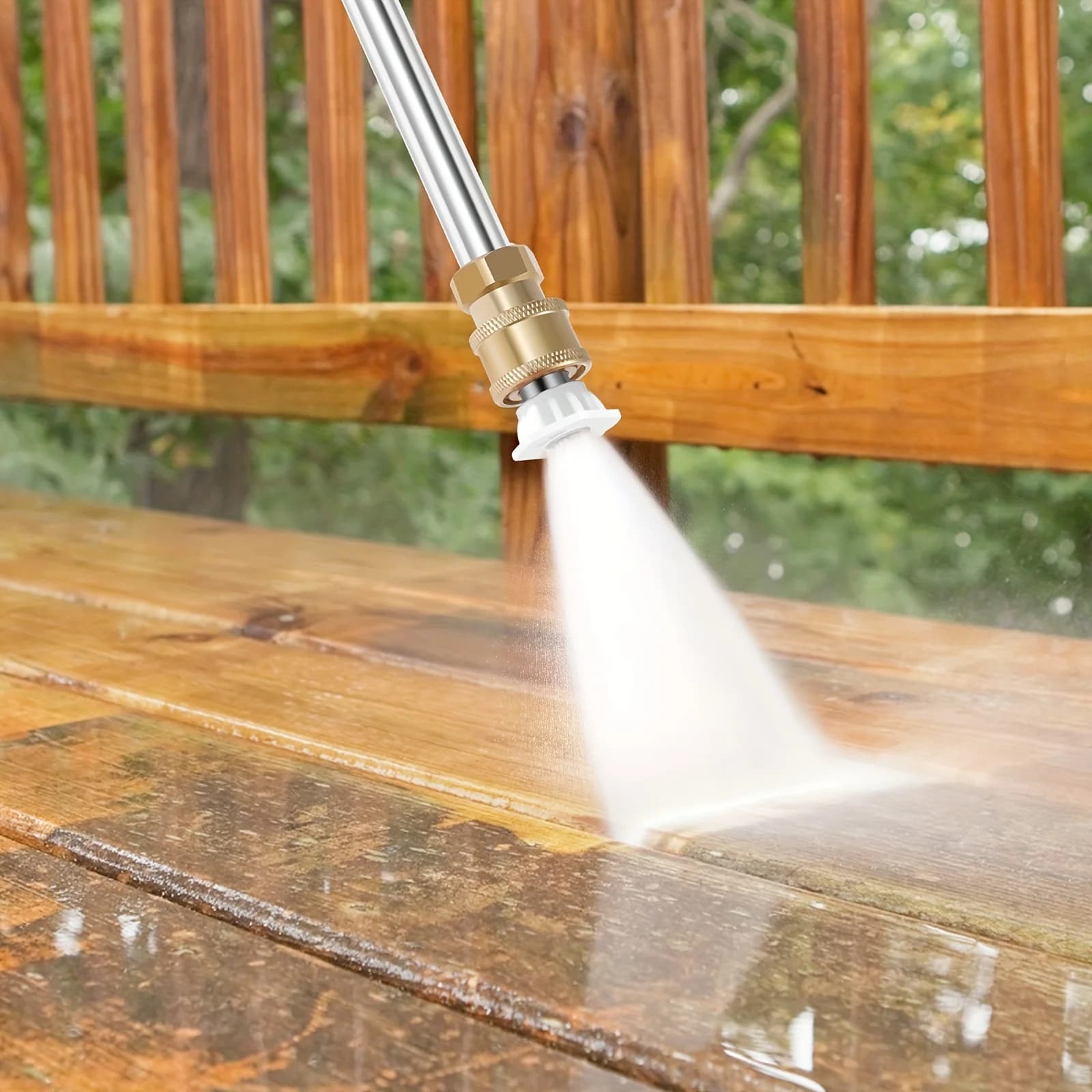 Spray bar for high pressure cleaning for heavy loads with two nozzles: a multifunctional garden hose for cleaning cars and courtyards.