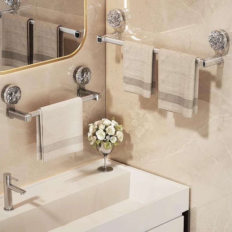 Portasciugamani rotante a ventosa Non perforato Multi Pole Bar bagno portasciugamani da toilette organizzatore per bagno