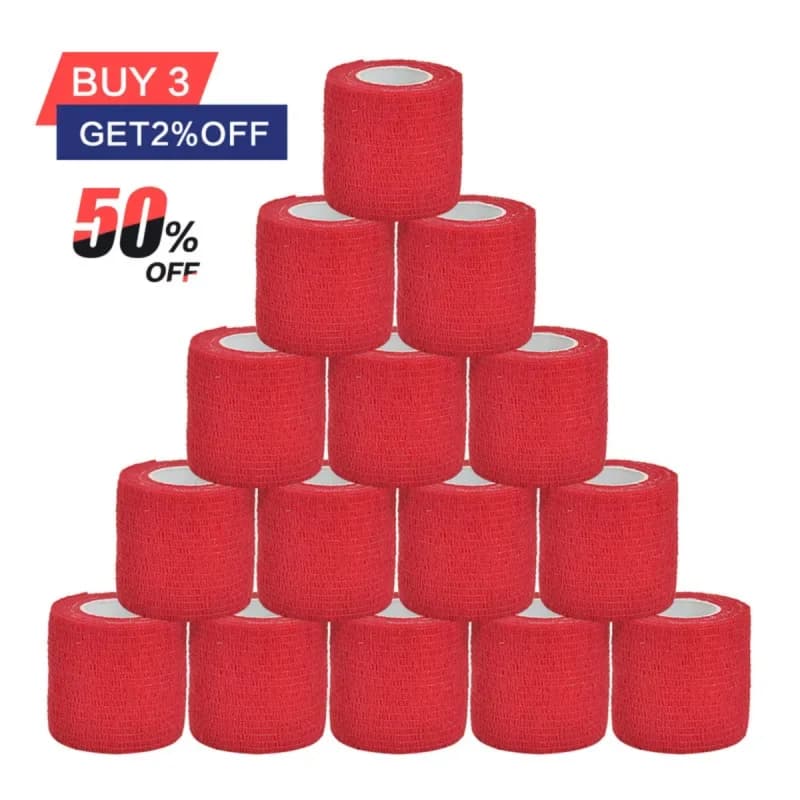 1/6/15 Pz Rosso Benda Elastica Caccia Travestimento Elastoplast Wrap Tape Auto Adesivo Protezione Sportiva Caviglia Ginocchio Dito Braccio Benda