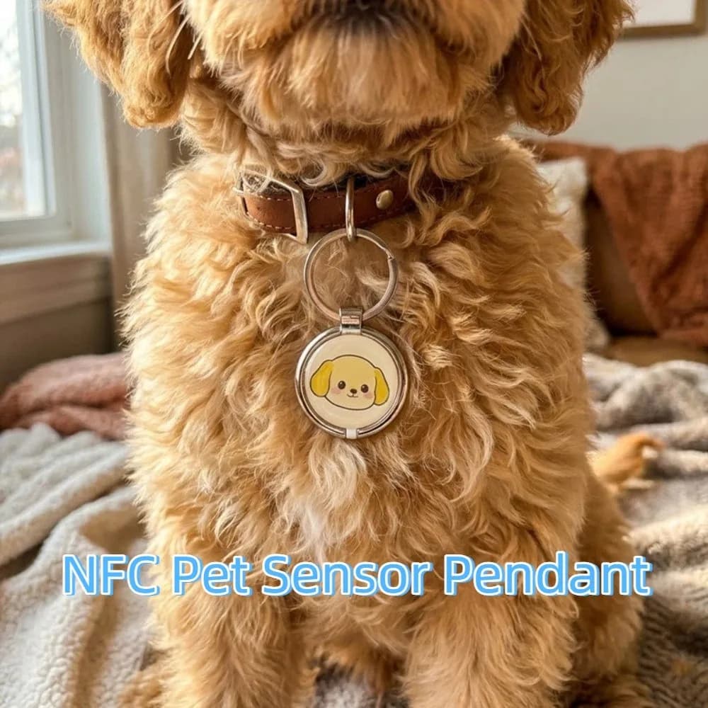 Ciondolo NFC in metallo per animali domestici: sensore touch per trovare gatti e cani, ciondolo intelligente per l'identificazione, sensore di sicurezza, scheda informativa per animali domestici
