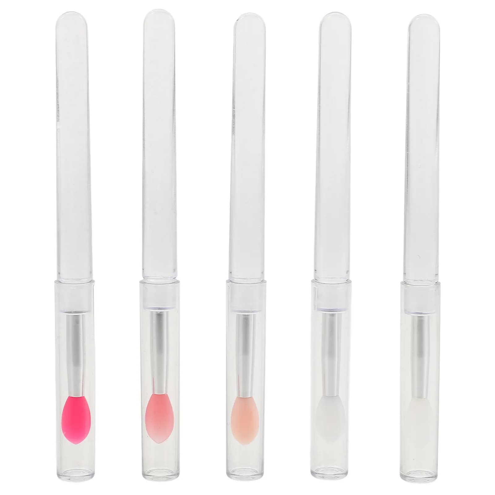 Set di 5 Pennelli Labbra in Silicone Riutilizzabili, Applicatore di Precisione per Rossetto, Strumento per Maschera Labbra, Pennello per Sfumare Ombretto e Glitter, da Viaggio