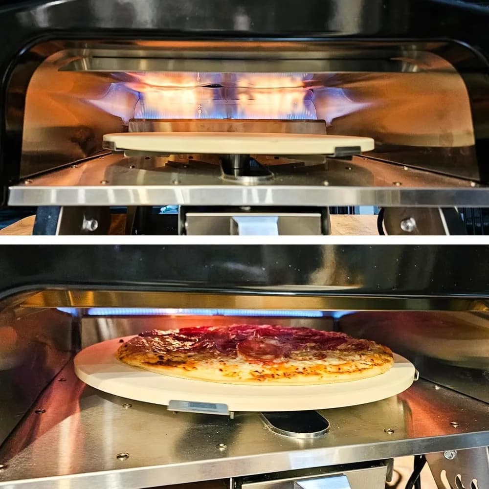 Forno Pizza a Gas da Esterno con Pietra Girevole e Maniglia Estraibile, Forno Pizza Portatile a Propano per Barbecue e Giardino