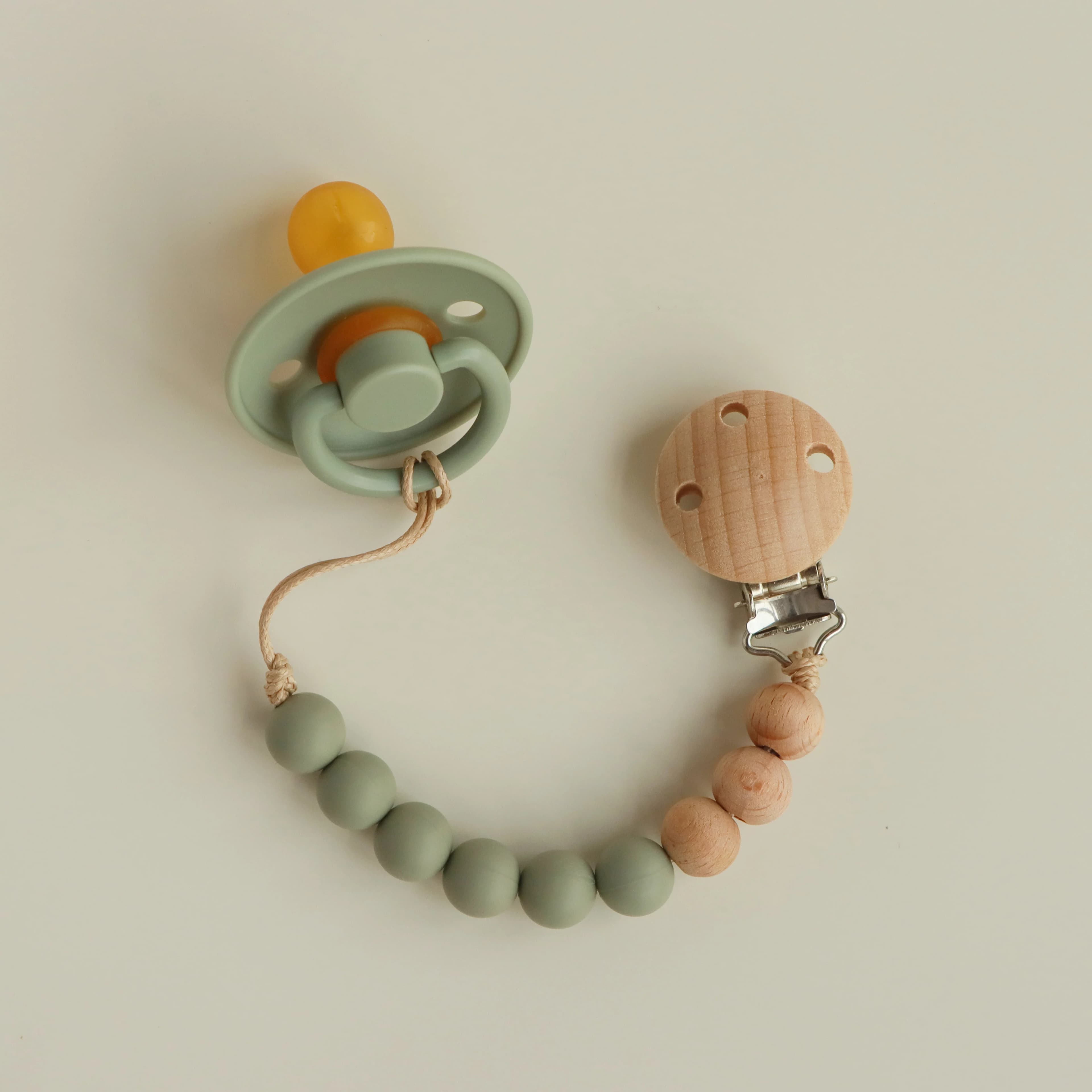 Erduo perline in silicone per bambini Ciucci in legno con clip in lattice di gomma capezzolo succhietto set porta ciuccio catena massaggiagengive per regalo per bambini