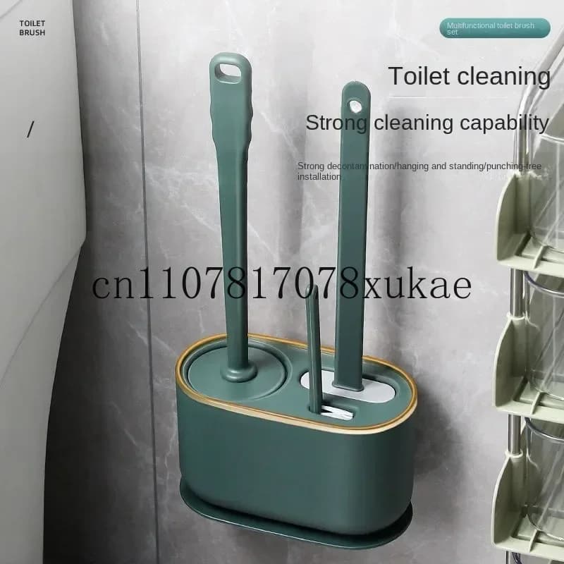 Scopino per WC Strumenti di pulizia multifunzionali in tre pezzi montati a parete senza silicone con staffa Set di accessori per il bagno di casa