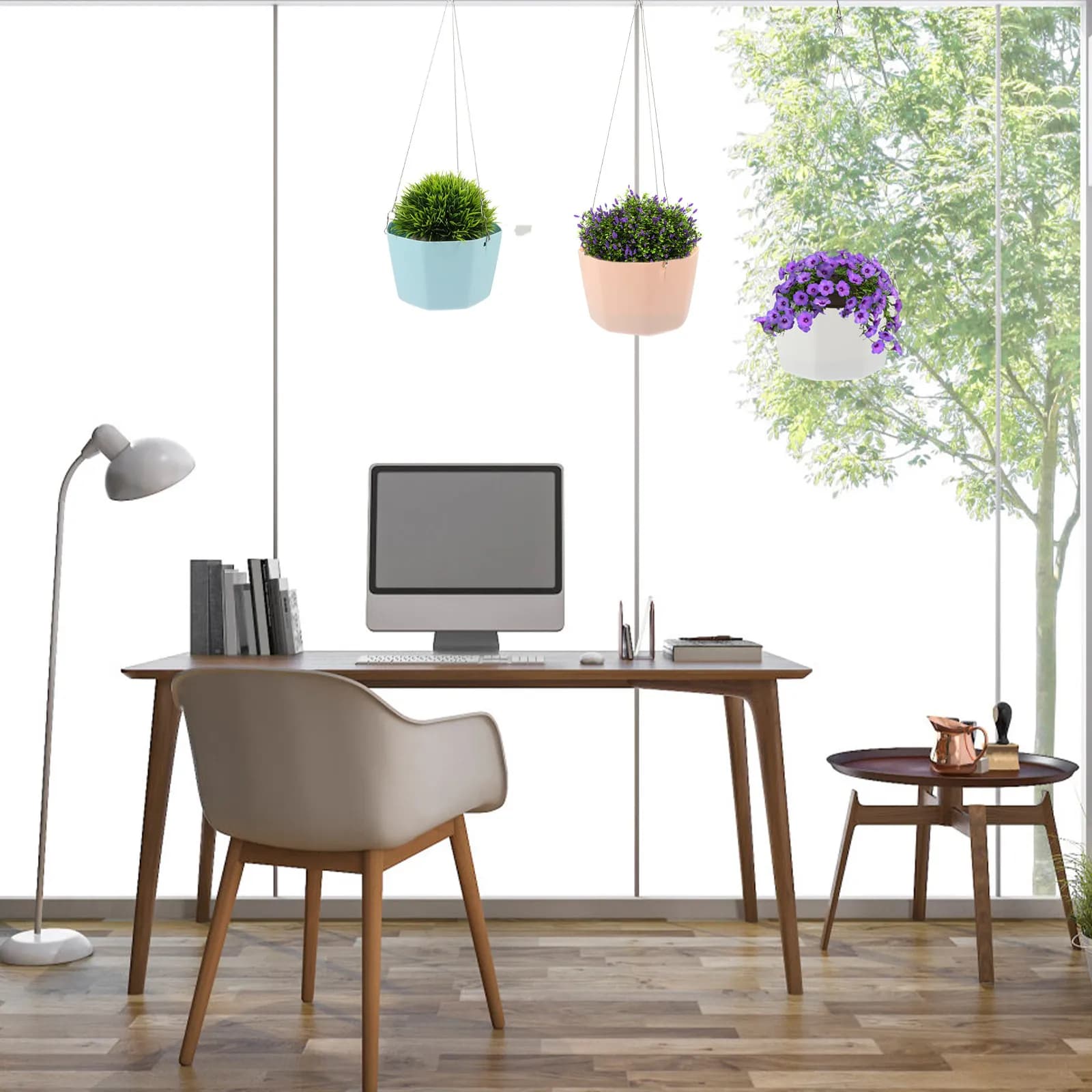 Set di 3 Cesti Sospesi per Piante, Vasi Autoassorbenti per Interni ed Esterni, Porta Piante da Balcone e Giardino, Fioriere Sospese