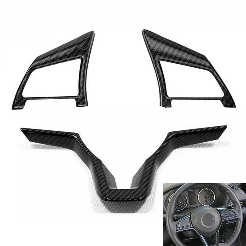 Car steering wheel button interior cover for Nissan Qashqai J11 2017-2020 carbon fiber model black ABS silver