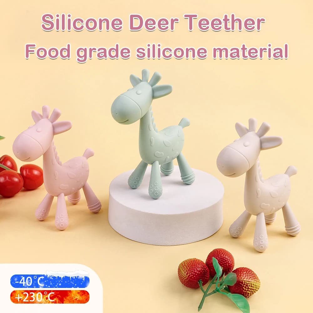 TYRY HU 1PC massaggiagengive in Silicone per bambini Set per la cura dei denti del bambino protezione per denti in Silicone a forma di cervo carino Silicone per uso alimentare