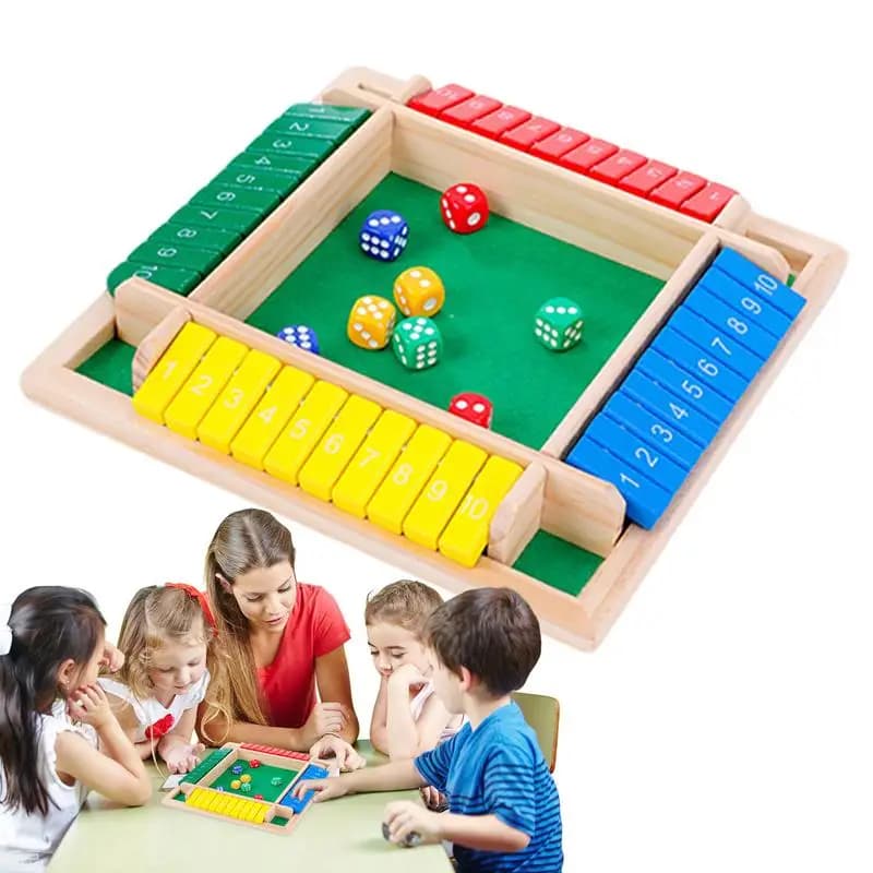 Chiudi la scatola Gioco di dadi Famiglia Tavolo da tavolo in legno Giochi di matematica Addizione Formazione Decisione-Produzione di abilità 2-4 giocatori per bambini Divertimento