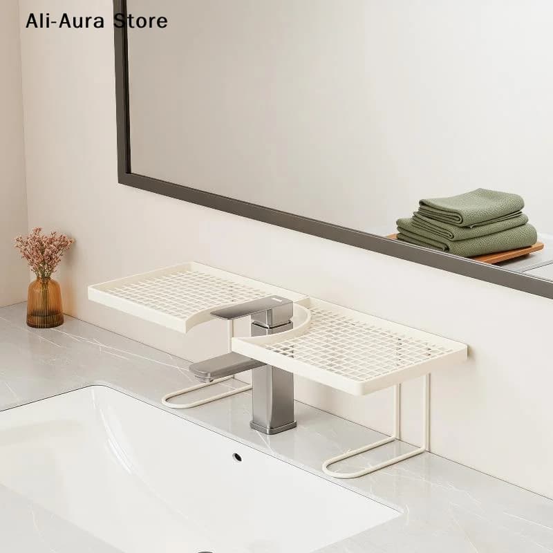 1Pcs Household Bathroom Storage Rack Wall-mounted Faucet No-drill Sink Storage Rack