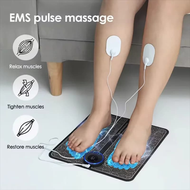 EMS Electric Massage for Foot with Gel Bearing, EMS Muscular Stimulation Portable Mat, Improves Blood Circulation, Relieves Pain, Relax