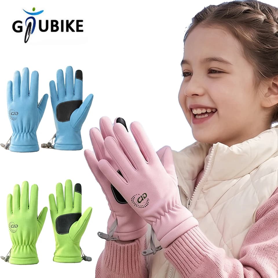 GTUBIKE Outdoor Autumn Winter Children'S Sports Running Cycling Touch Screen Warm Gloves With Plush Insulation For Cold Cycling
