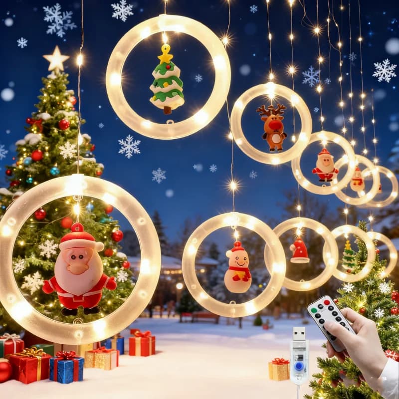 LED Babbo Natale Tenda Luce Decorazione natalizia Interni per la casa Luce notturna Stringa Regalo di Natale Decorazione di Capodanno