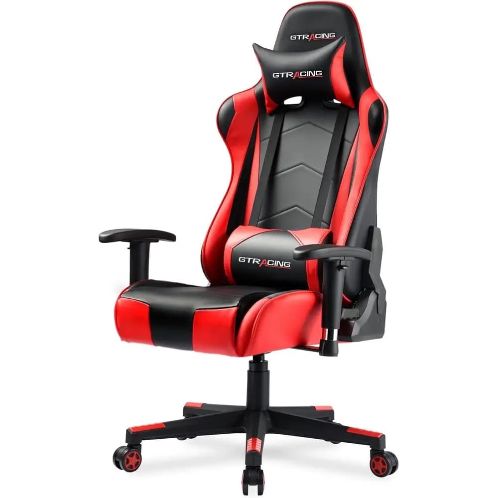 Sedia da Gaming Ergonomica Girevole: Reclinabile, Regolabile in Altezza, Supporto Lombare in Rosso