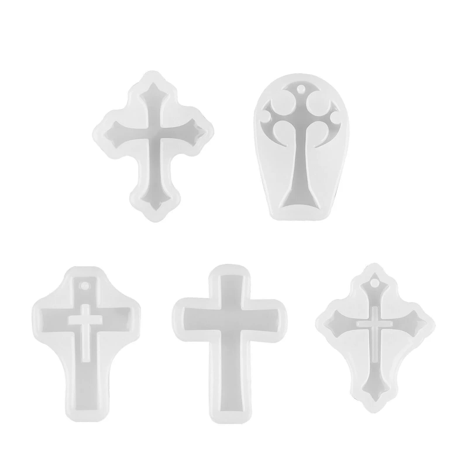 5 pezzi croce stampo in resina siliconica per artigianato in resina epossidica fai da te creazione di gioielli accessori strumenti collana pendenti stampo per colata